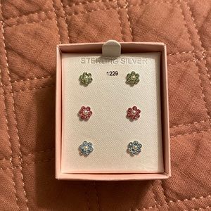 Sterling Silver Flower Earrings